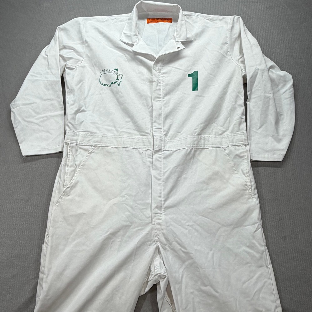 Red Kap Masters Golf Caddie Jumpsuit Mens XL White Papa Graphic Coveralls